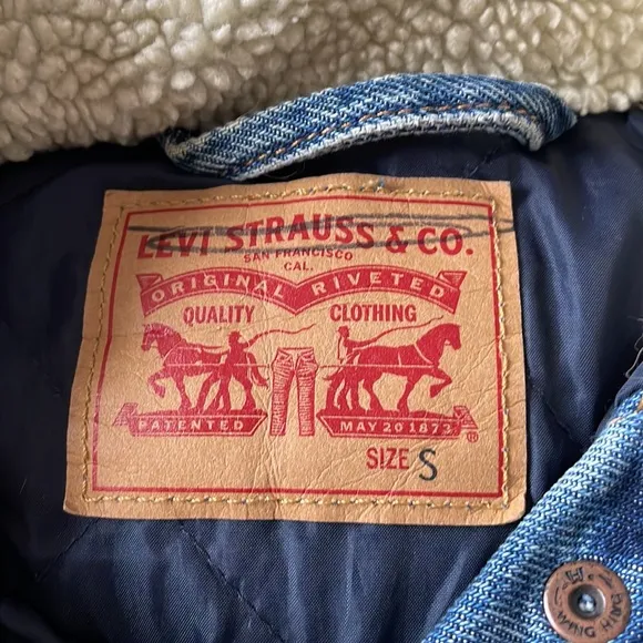 Levi’s Thermore Original Denim Trucker Jacket Sherpa Collar Women’s Small