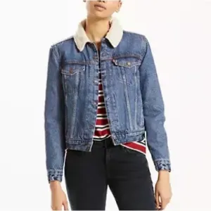 Levi’s Thermore Original Denim Trucker Jacket Sherpa Collar Women’s Small