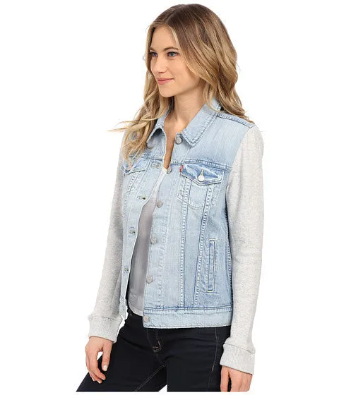 Levi's Womens Boyfriend Fleece Hybrid Trucker Jean Jacket Size Small