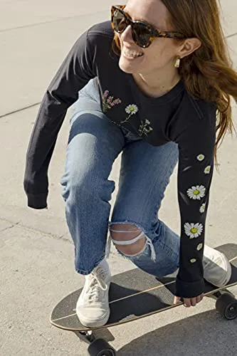Life is Good Women's Crusher Long Sleeve T-Shirt Wildflow, Jet Black, XX-Large