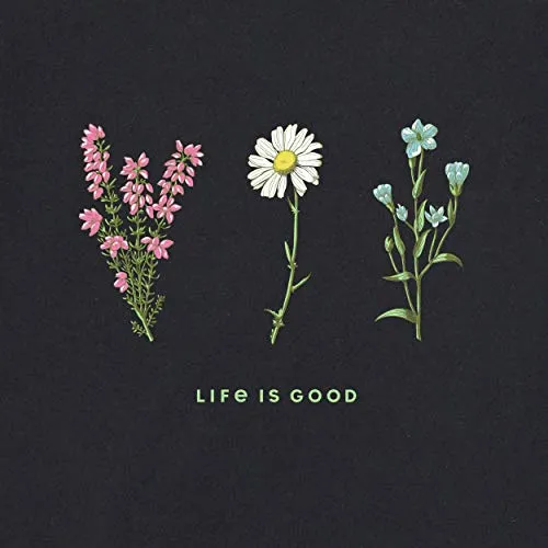 Life is Good Women's Crusher Long Sleeve T-Shirt Wildflow, Jet Black, XX-Large