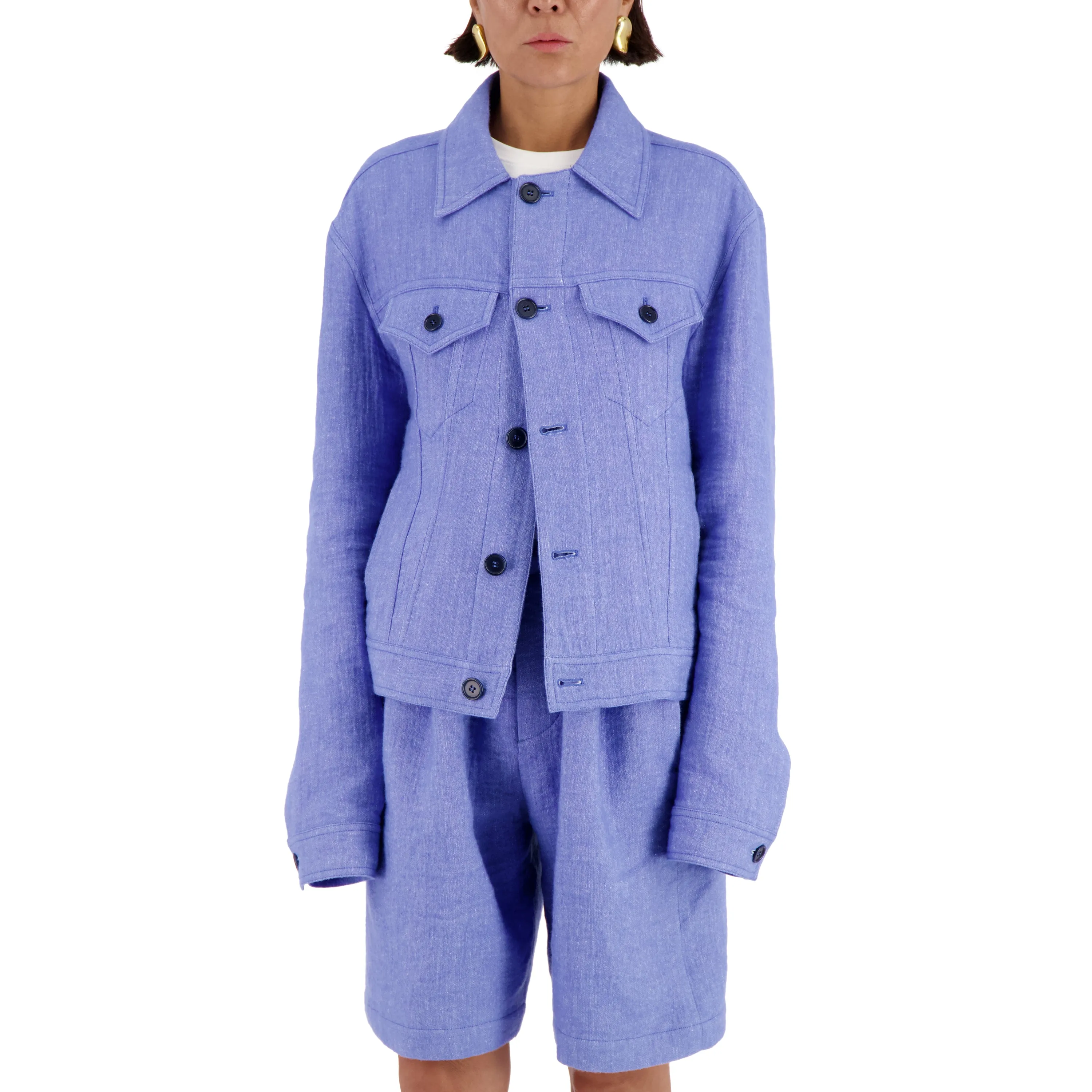Lilo Unlined Trucker Lofty Wool Blend Jacket Sky Blue