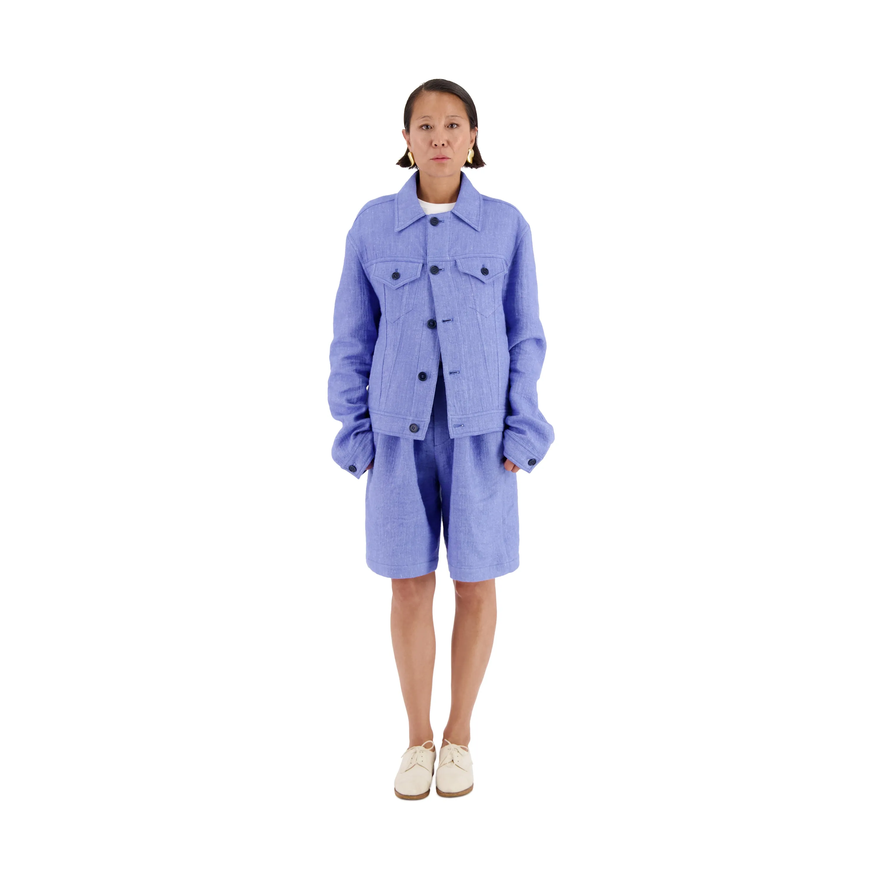 Lilo Unlined Trucker Lofty Wool Blend Jacket Sky Blue