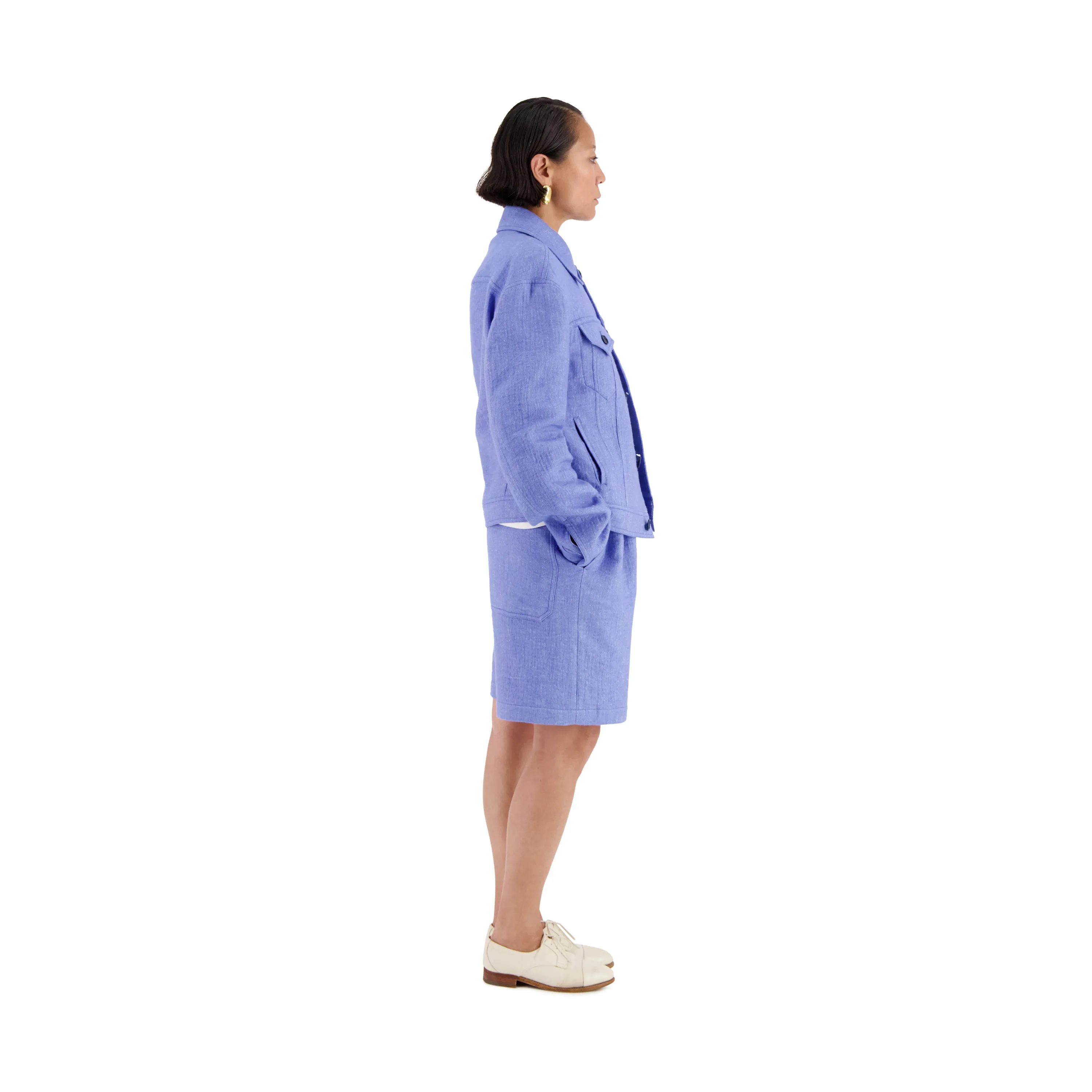 Lilo Unlined Trucker Lofty Wool Blend Jacket Sky Blue