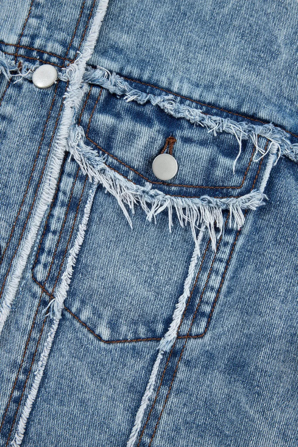 Lily Raw Hem Drawstring Plaid Denim Jacket