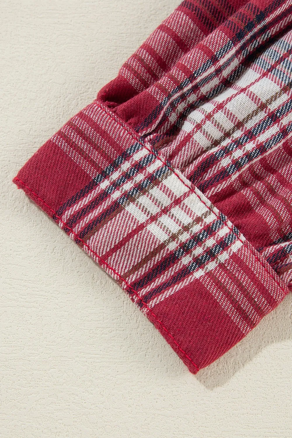 Lily Raw Hem Drawstring Plaid Denim Jacket