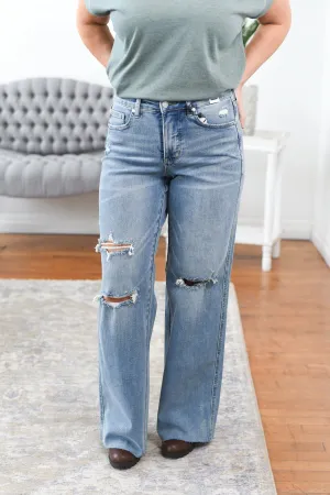 Lisette Mid Rise Tummy Control Wide Leg Judy Blue Jeans