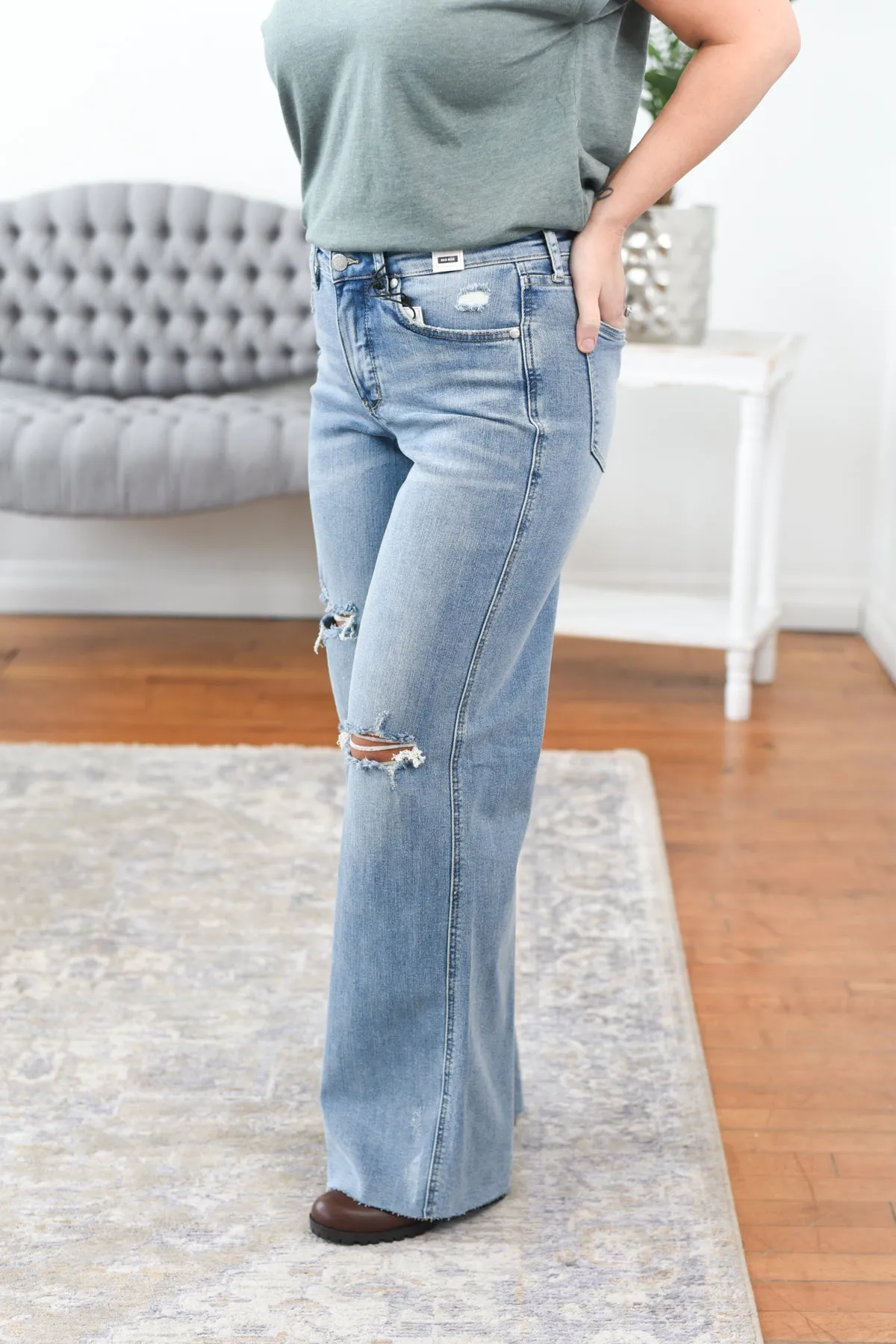 Lisette Mid Rise Tummy Control Wide Leg Judy Blue Jeans