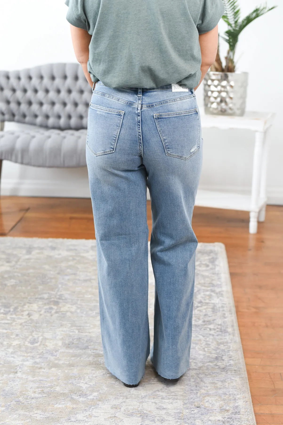 Lisette Mid Rise Tummy Control Wide Leg Judy Blue Jeans