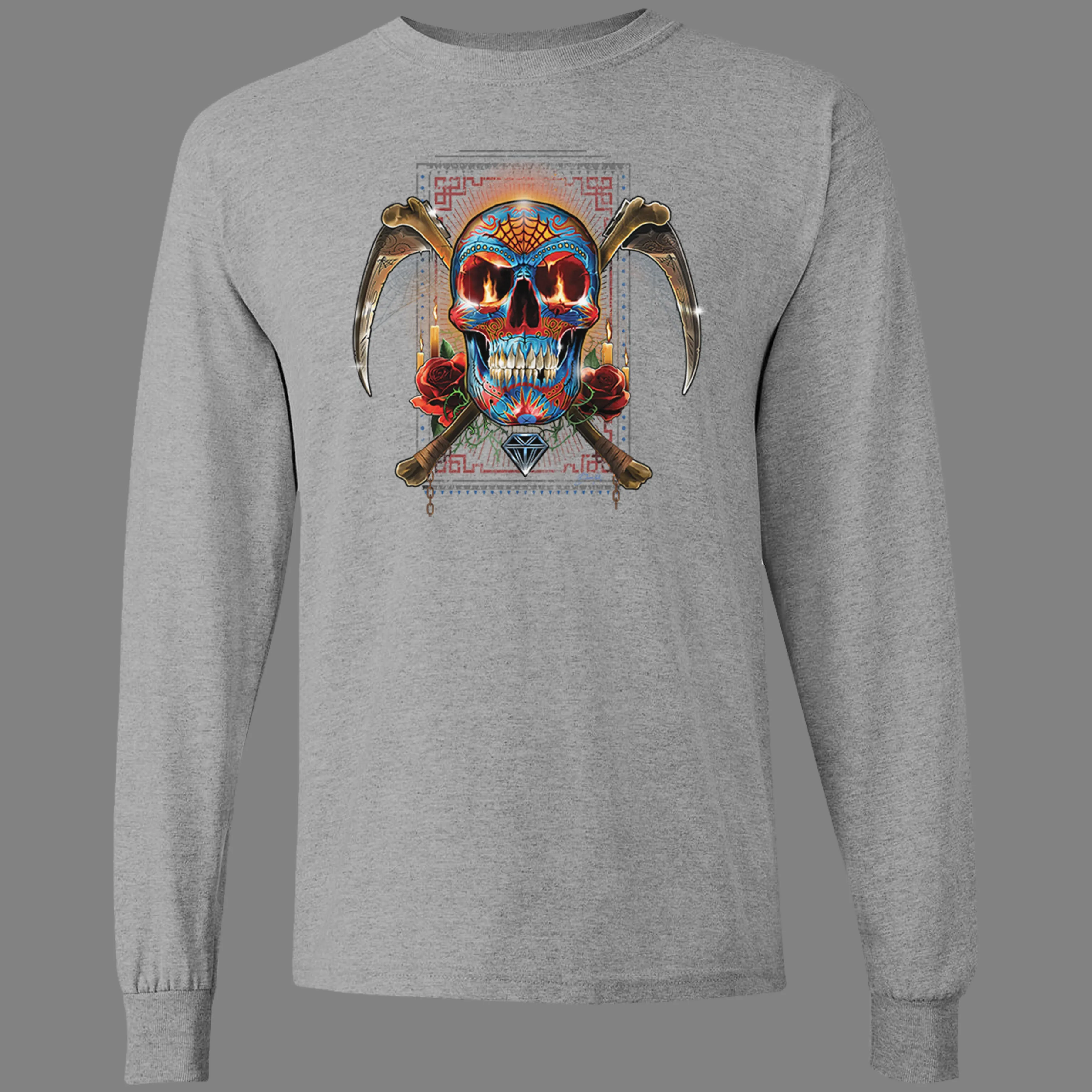 Long-Sleeve Day of the Dead, Sugar Skull T-Shirt