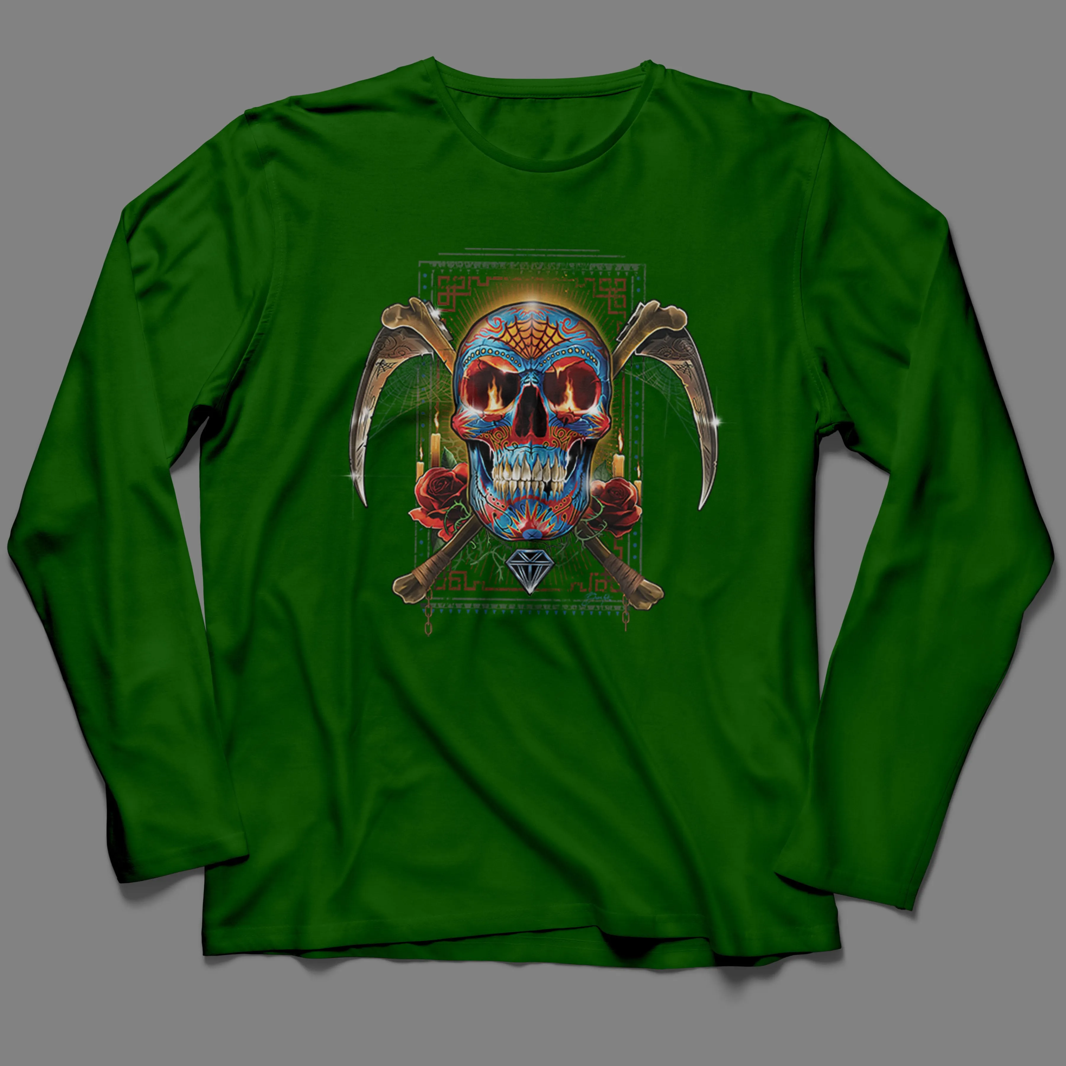 Long-Sleeve Day of the Dead, Sugar Skull T-Shirt