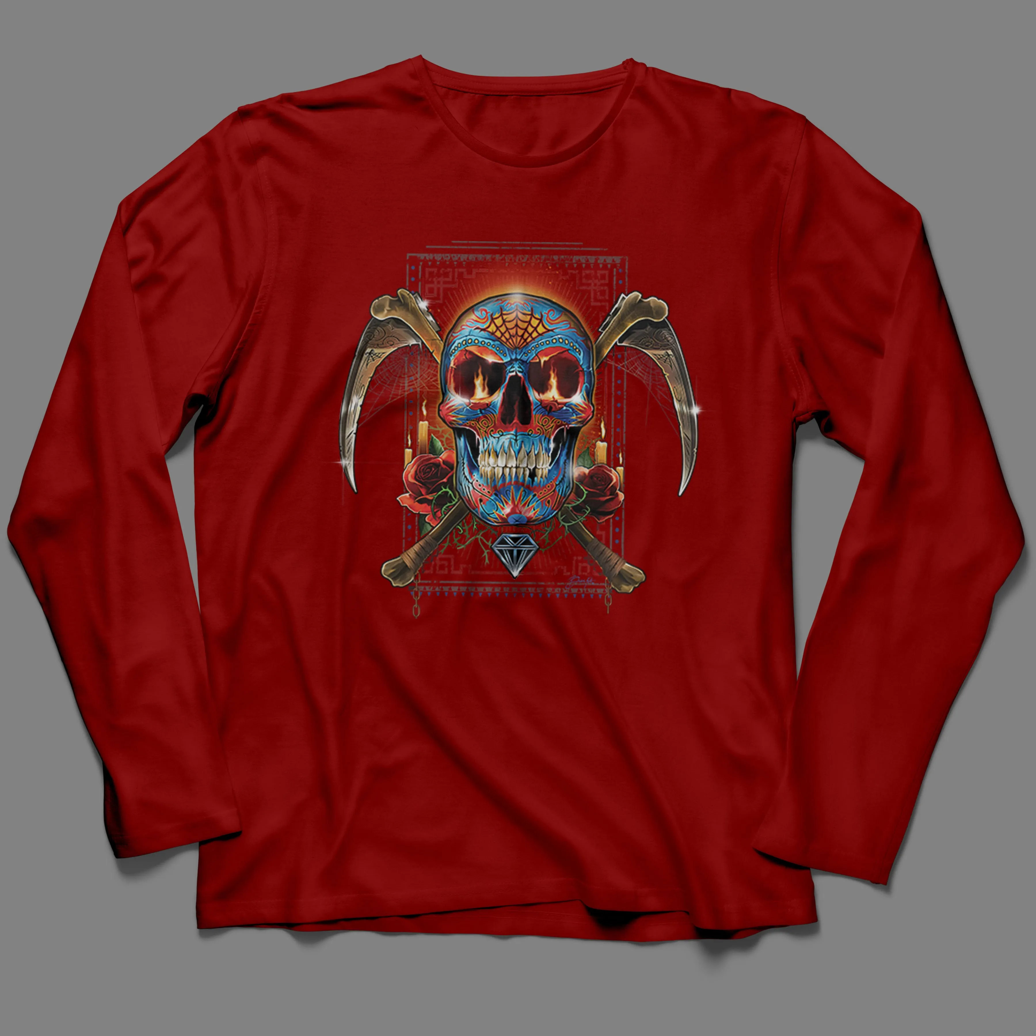 Long-Sleeve Day of the Dead, Sugar Skull T-Shirt