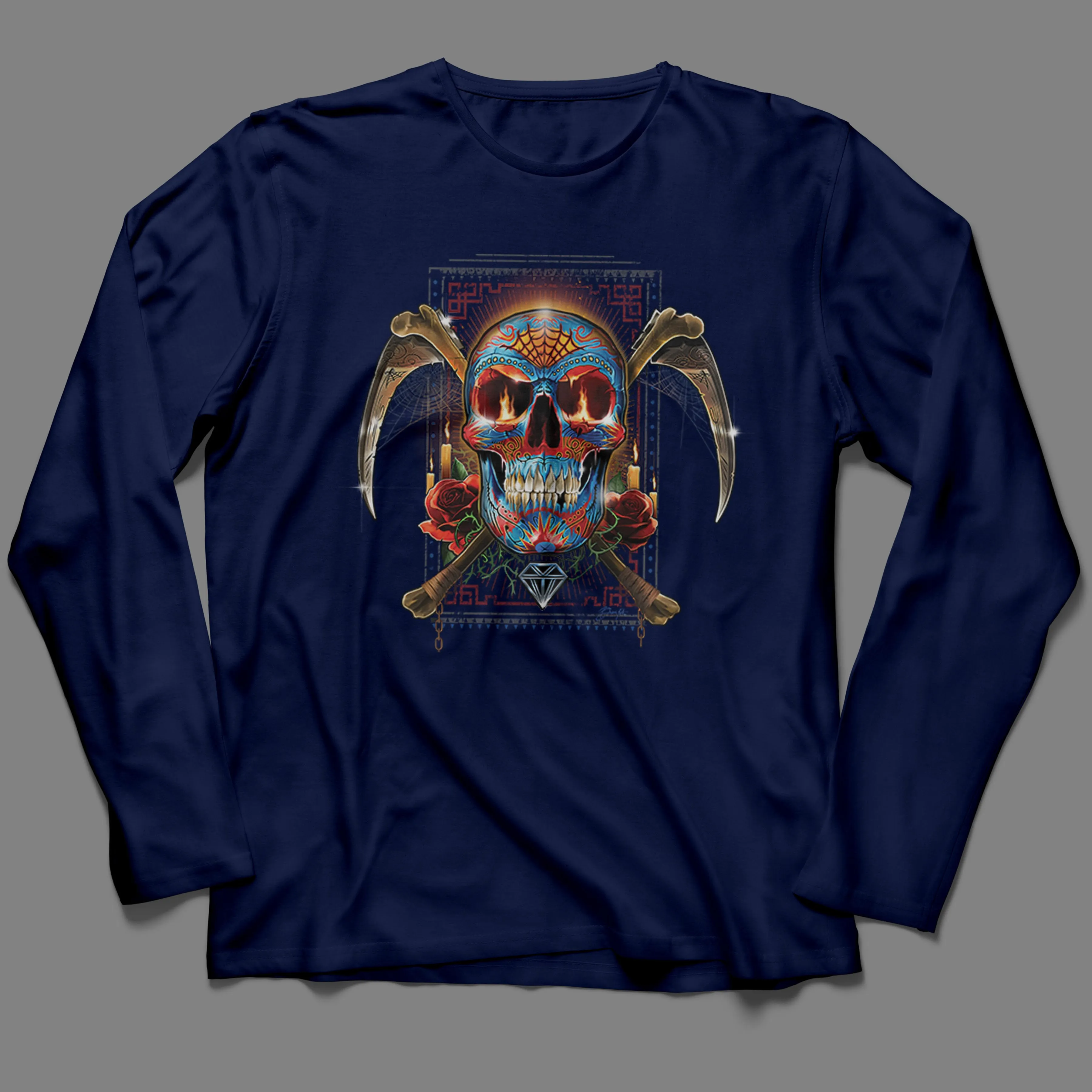 Long-Sleeve Day of the Dead, Sugar Skull T-Shirt