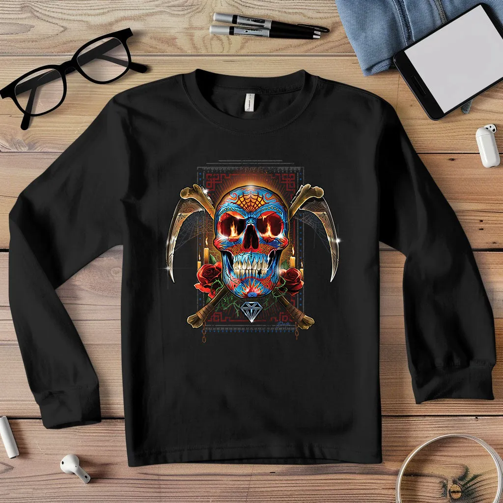 Long-Sleeve Day of the Dead, Sugar Skull T-Shirt