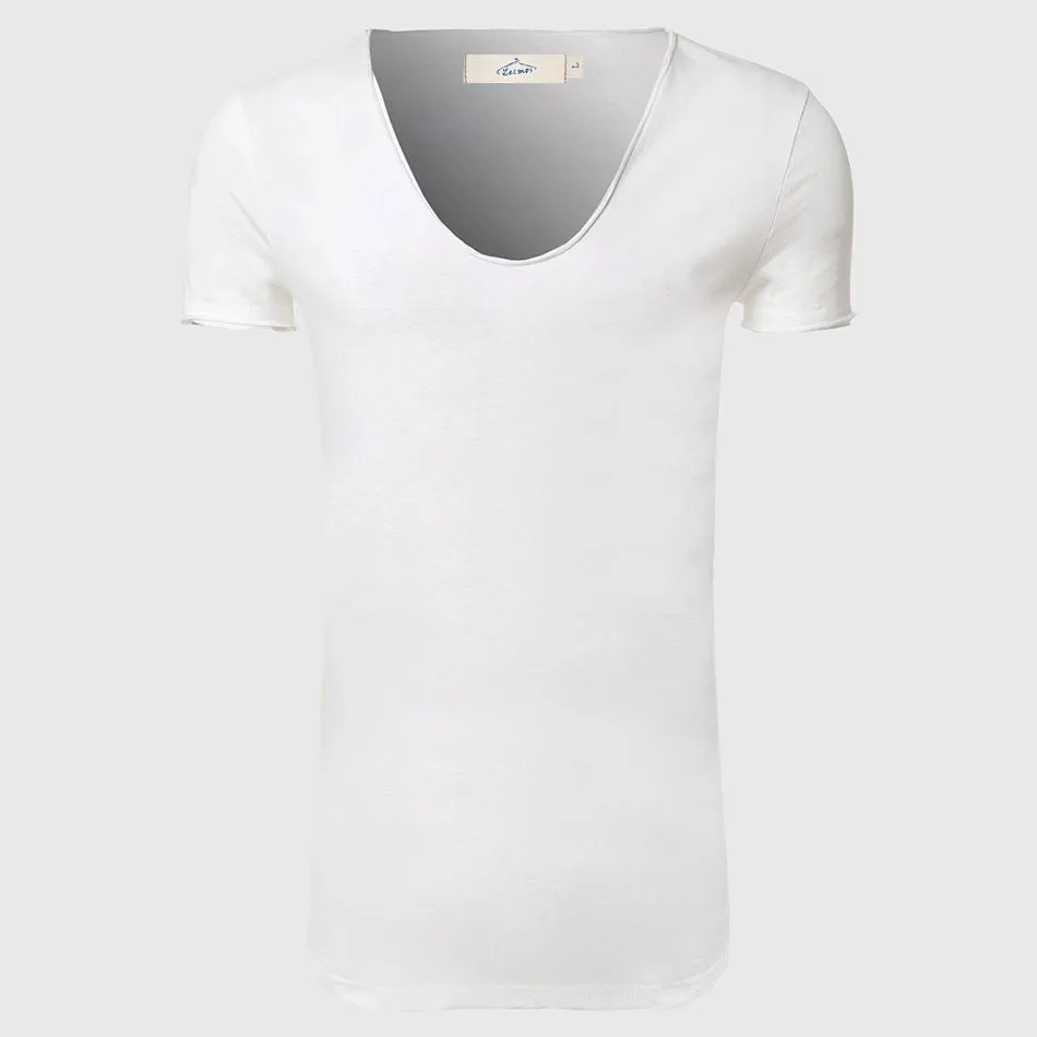 Longline T Shirts V Neck T Shirts For Men White T Shirt Basic Tee Shirts Long Line Top Short Sleeve Casual Plain Solid Hip Hop