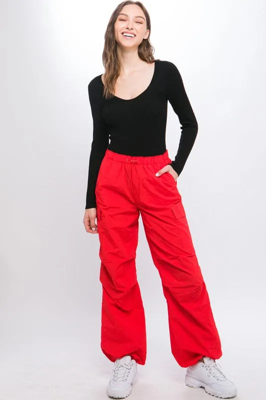 Loose Fit Parachute Cargo Pants S-L