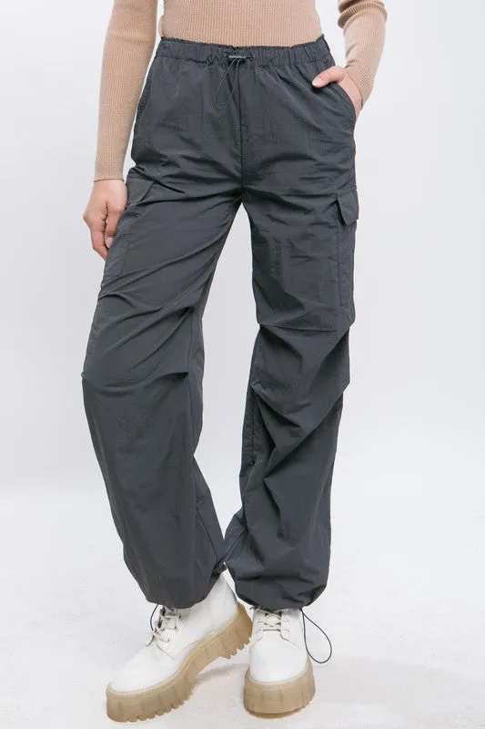 Loose Fit Parachute Cargo Pants S-L