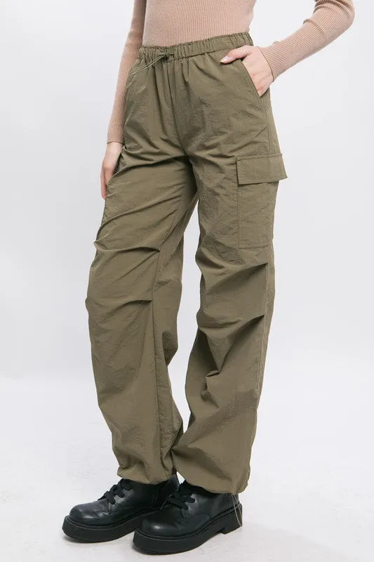 Loose Fit Parachute Cargo Pants S-L
