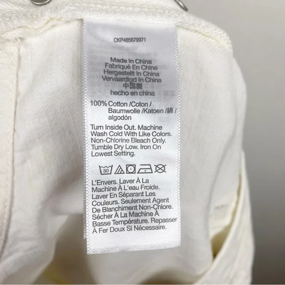 Madewell Denim Oversized Carpenter Shortalls Raw Hem White Size XL NWT