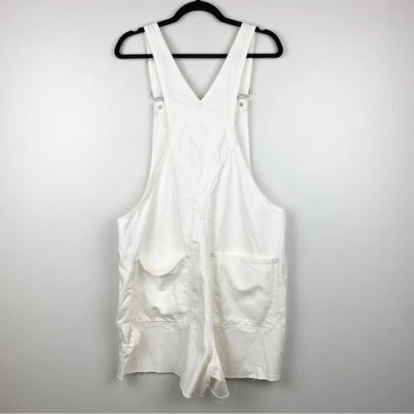 Madewell Denim Oversized Carpenter Shortalls Raw Hem White Size XL NWT