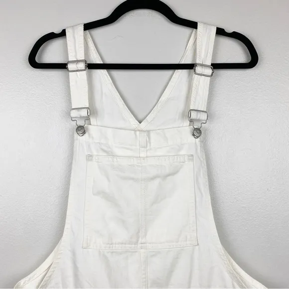 Madewell Denim Oversized Carpenter Shortalls Raw Hem White Size XL NWT