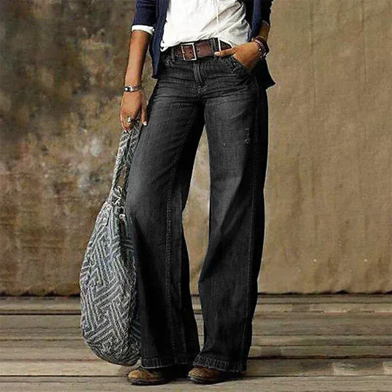 Madisyn - Retro Jeans mit weitem Bein