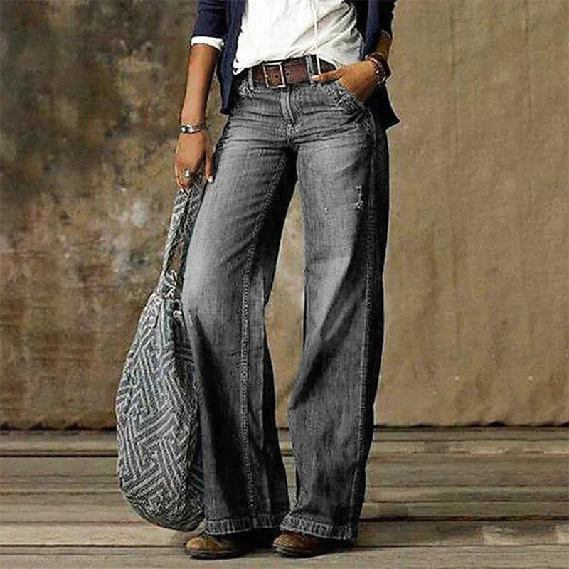 Madisyn - Retro Jeans mit weitem Bein