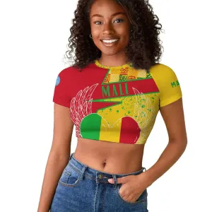 Mali in My Heart Raglan Cropped T shirt Map with National Flag Colors TS04