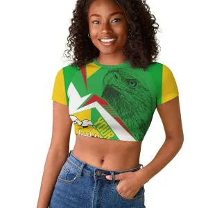 Mali Vulture Eagles Raglan Cropped T shirt African Pattern Flag Color TS04