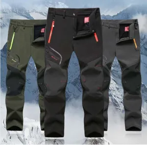 Man Winter Waterproof Trekking Fleece Outdoor Hiking Pants Men Camping Climbing skiing Softshell Trousers Fishing 5XL P16
