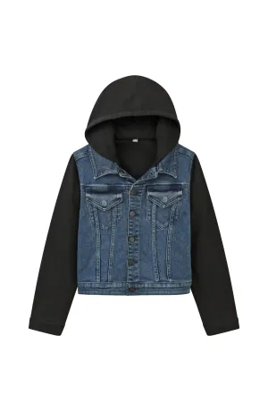 Manning Trucker Denim Jacket Kids | Knit Sleeves & Hood Seaborn | DL1961 Kids