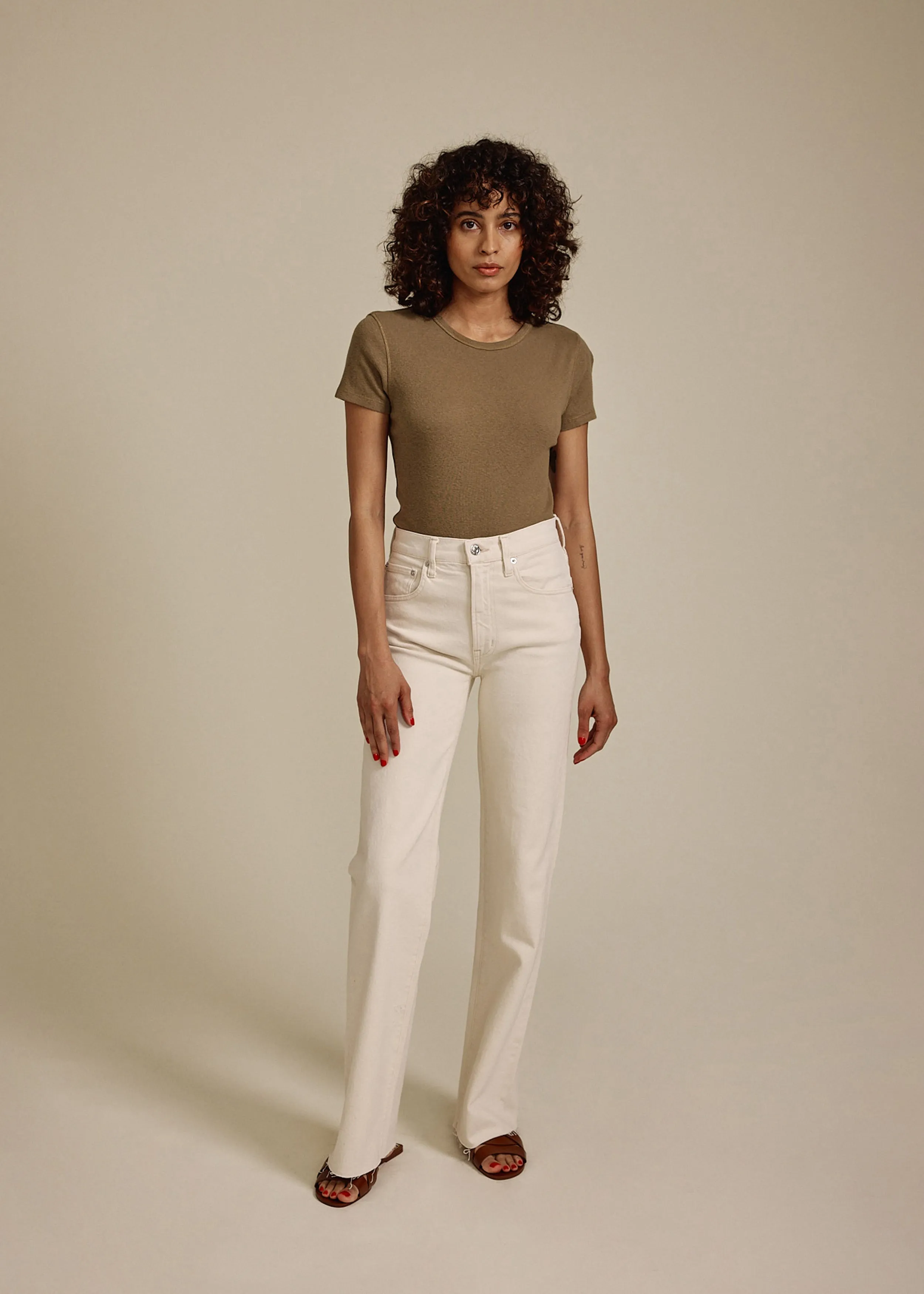 Marli Wide Leg With Raw Hem || Parchment