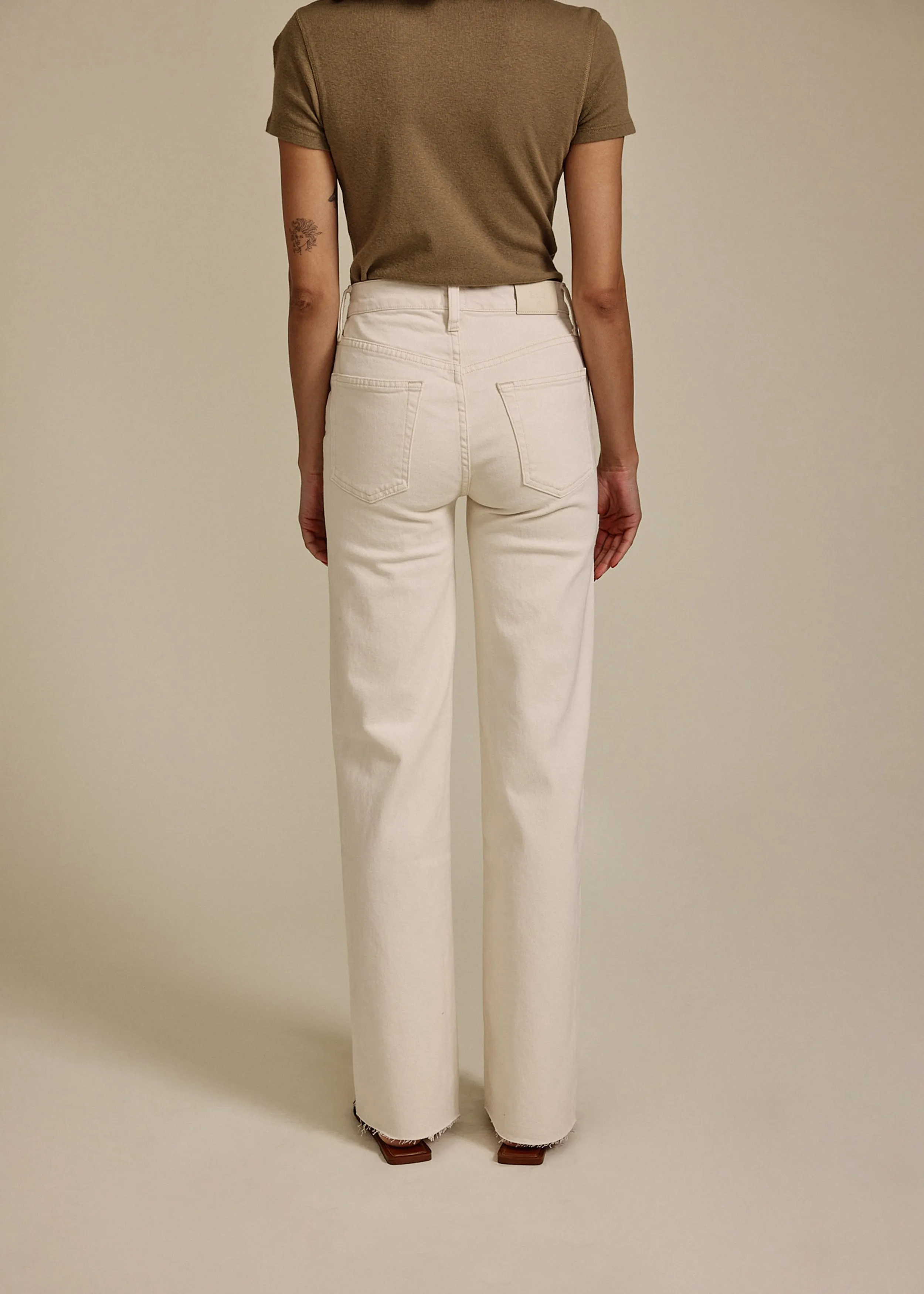 Marli Wide Leg With Raw Hem || Parchment