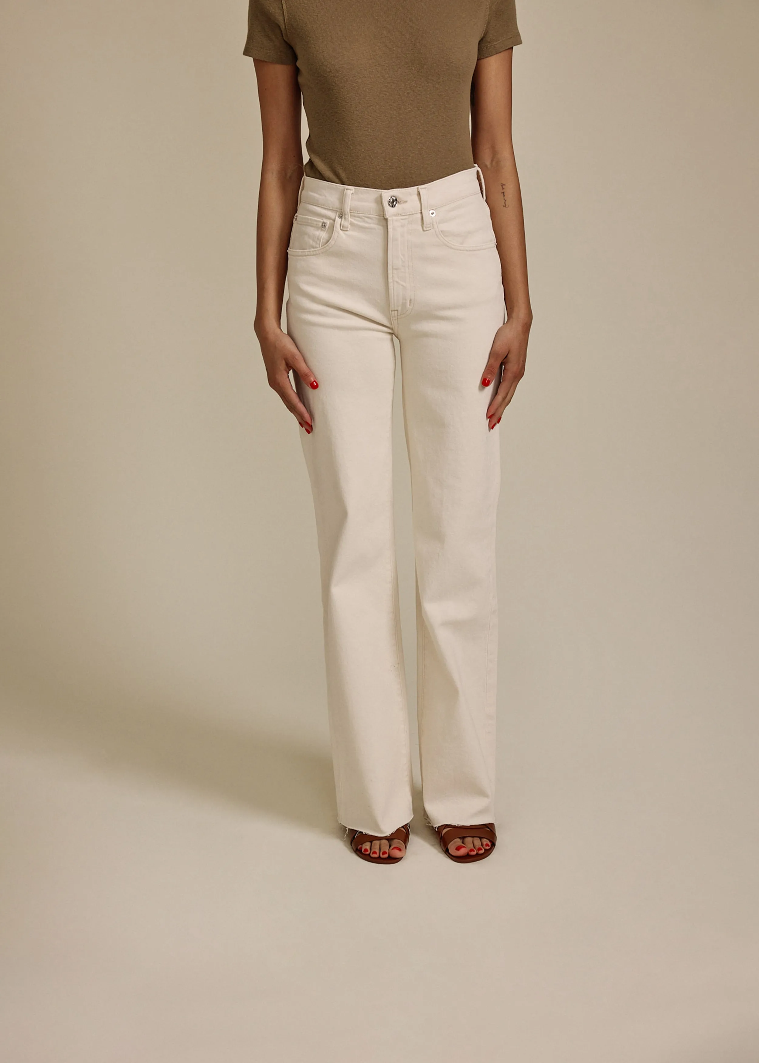 Marli Wide Leg With Raw Hem || Parchment