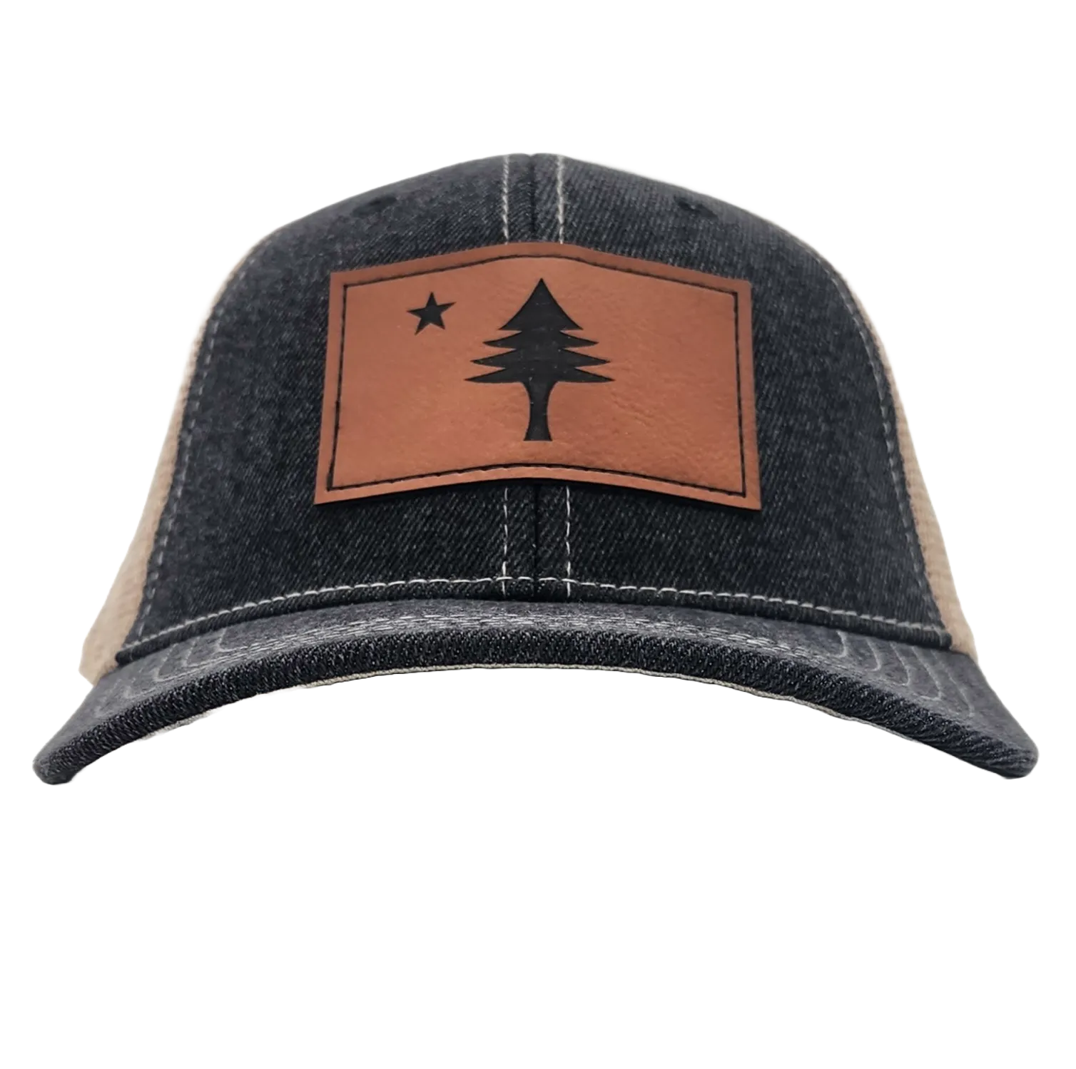 ME Flag Leather Denim Trucker Hat