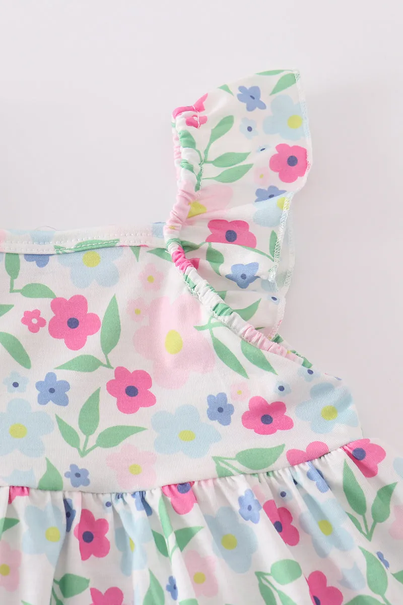 Meadow delight print girl bloomer set