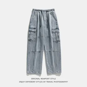 Men Cargo Pants Retro Classic Men's Pocket Jeans Spring Trousers