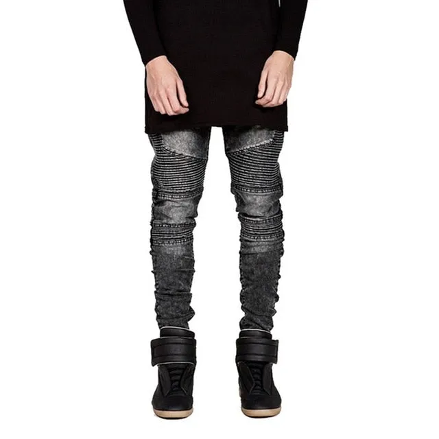 Men Jeans Biker Jeans Fashion Hiphop Skinny Jeans For Men Streetwear Hip Hop Stretch Hombre Slim  Pants
