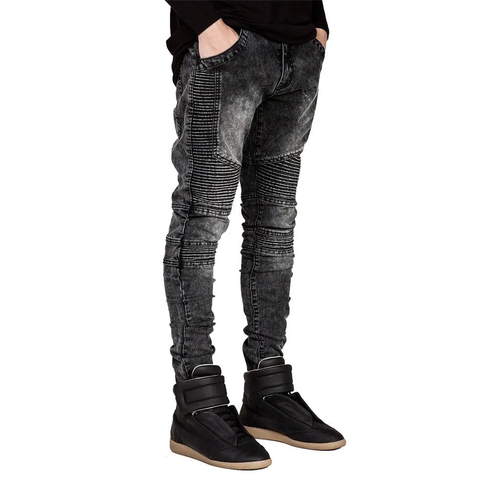 Men Jeans Biker Jeans Fashion Hiphop Skinny Jeans For Men Streetwear Hip Hop Stretch Hombre Slim  Pants