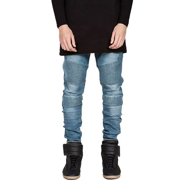 Men Jeans Biker Jeans Fashion Hiphop Skinny Jeans For Men Streetwear Hip Hop Stretch Hombre Slim  Pants