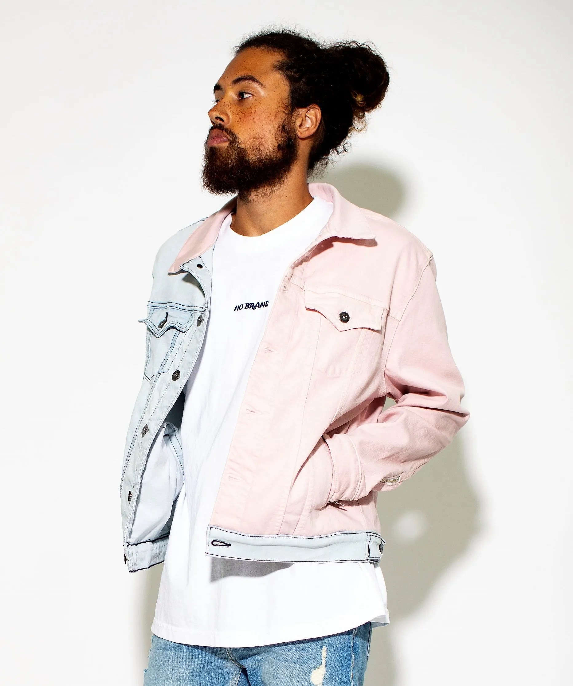Men Trucker Block Color Denim  Jacket 915