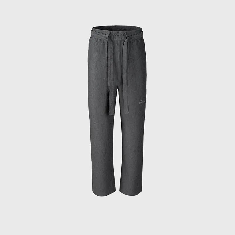 Men's And Women's New Embroidery Embroidered Textured Fabric Trousers Men's And Women's Sports Casual Pants With Drawstring