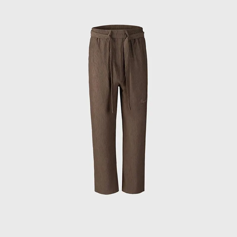 Men's And Women's New Embroidery Embroidered Textured Fabric Trousers Men's And Women's Sports Casual Pants With Drawstring