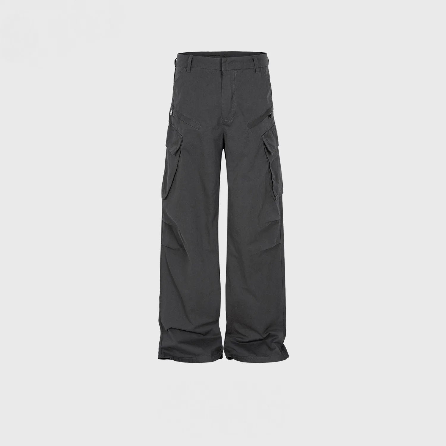 Men's And Women's Pleated Cropped Trousers Unisex Straight High Street Multi-Pocket Casual Trendy Double-Tone Pants