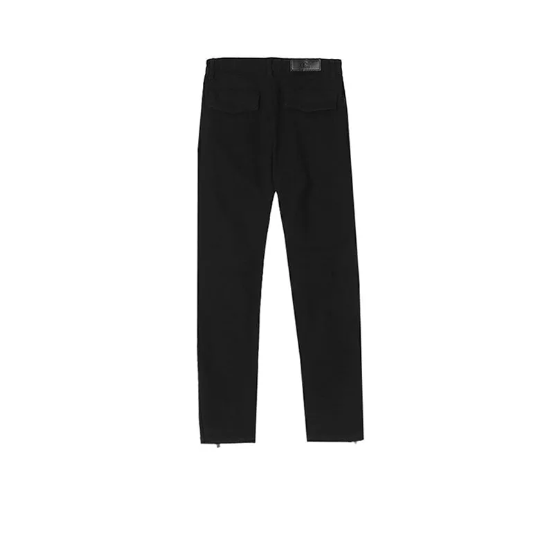 Men’s Black Streetwear Denim with Zipper and Button Details
