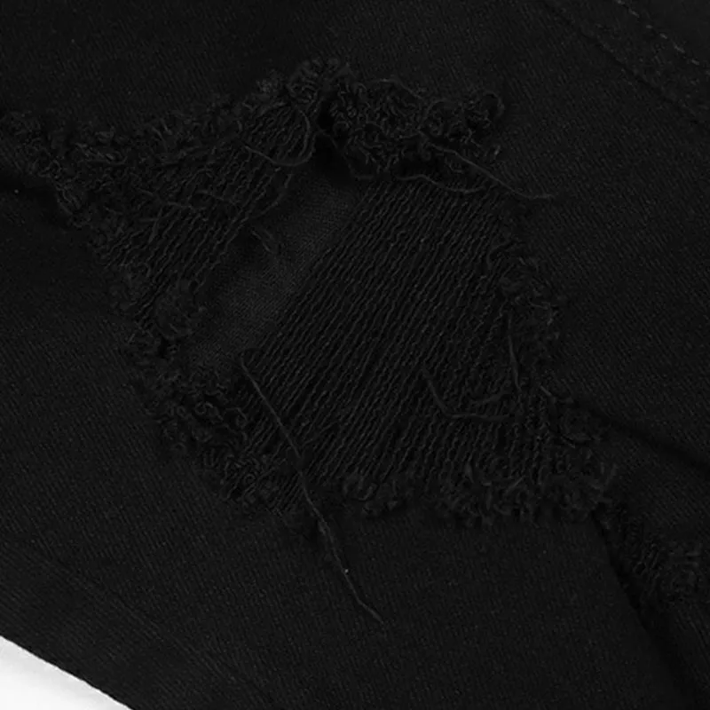 Men’s Black Streetwear Denim with Zipper and Button Details