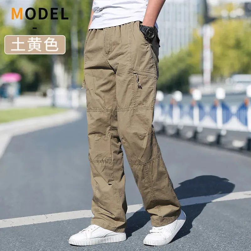 Men's Cargo Pants Summer Spring Cotton Joggers, 6XL