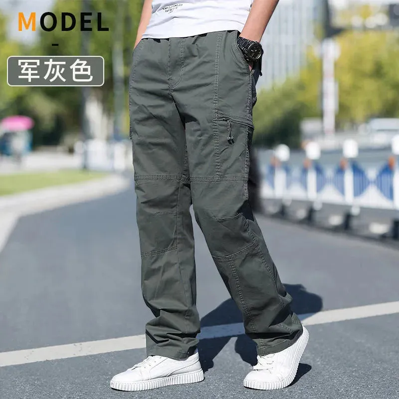 Men's Cargo Pants Summer Spring Cotton Joggers, 6XL