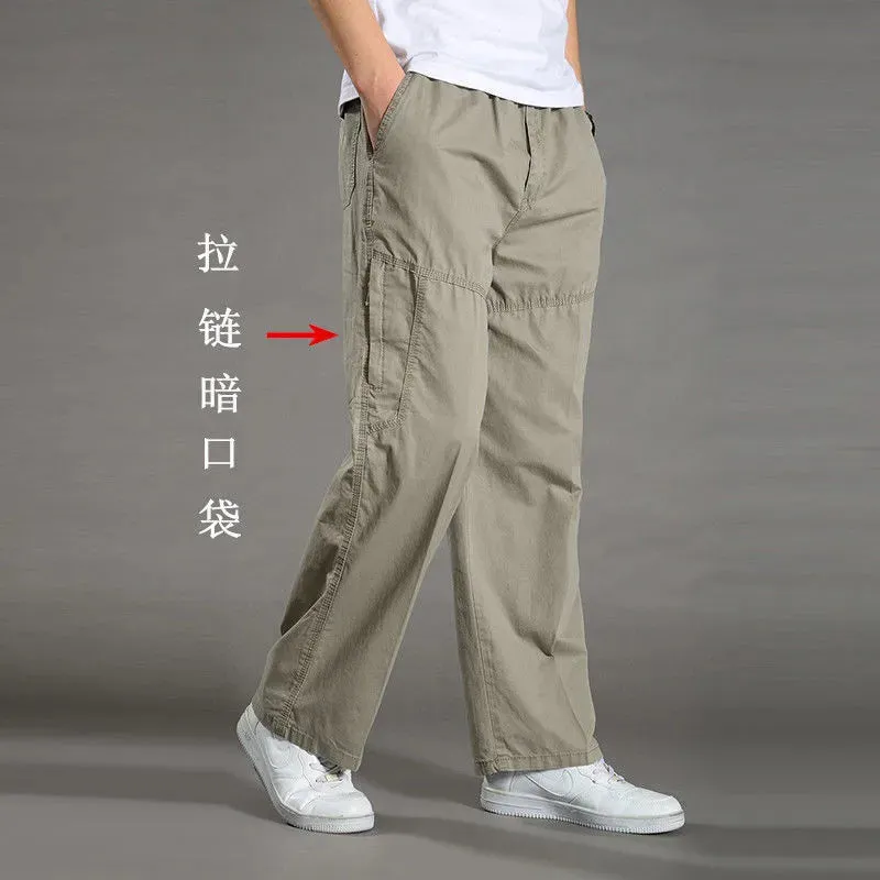 Men's Cargo Pants Summer Spring Cotton Joggers, 6XL