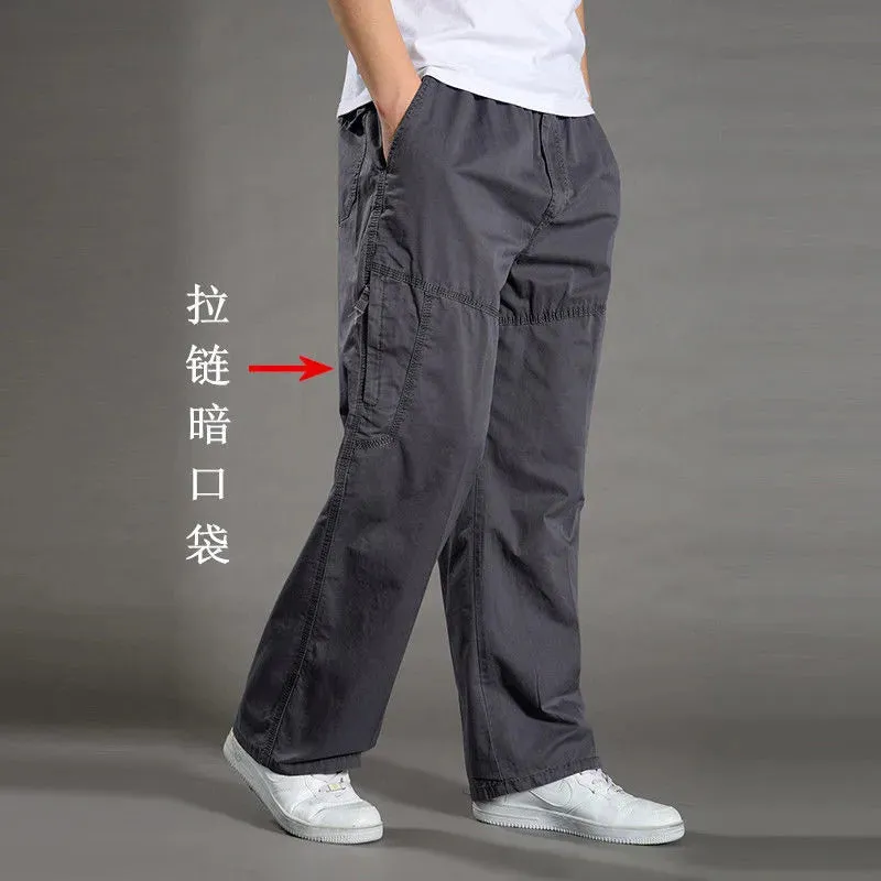 Men's Cargo Pants Summer Spring Cotton Joggers, 6XL